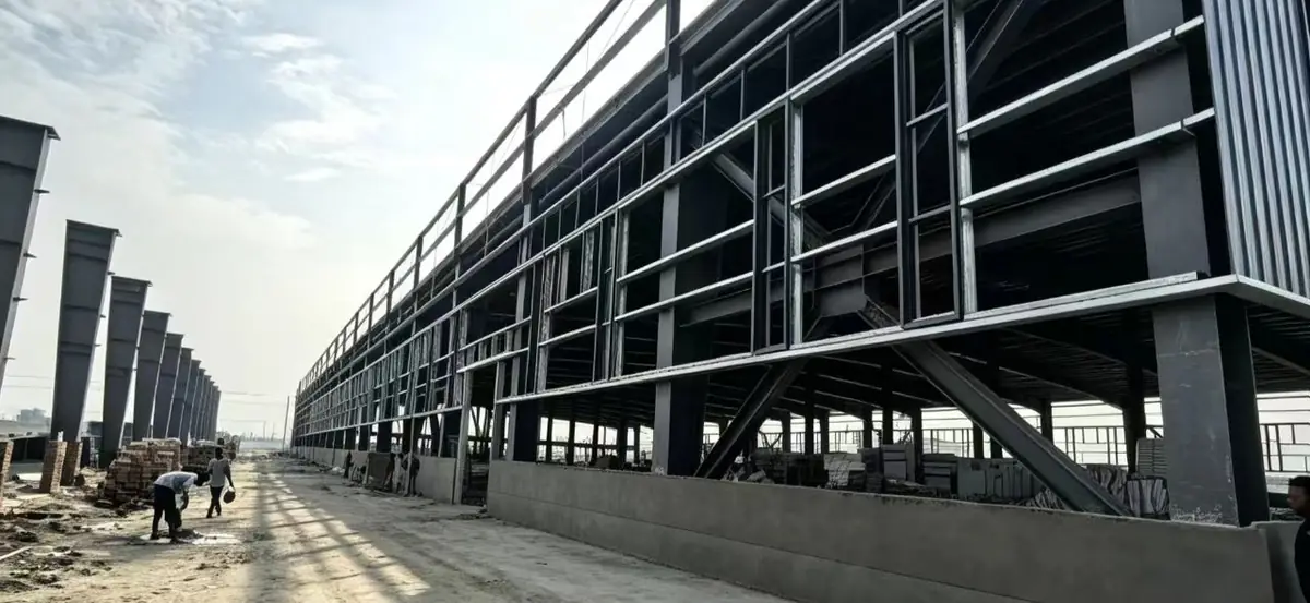 KMK steel structure factory construction overview in Mirsarai, Bangladesh